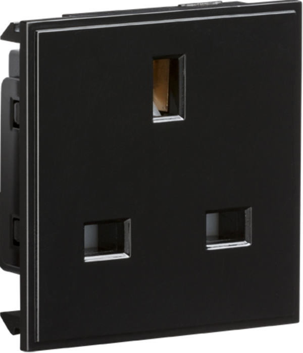 13A 1G unswitched socket module 50 x 50mm - black — Derby Firelec Ltd
