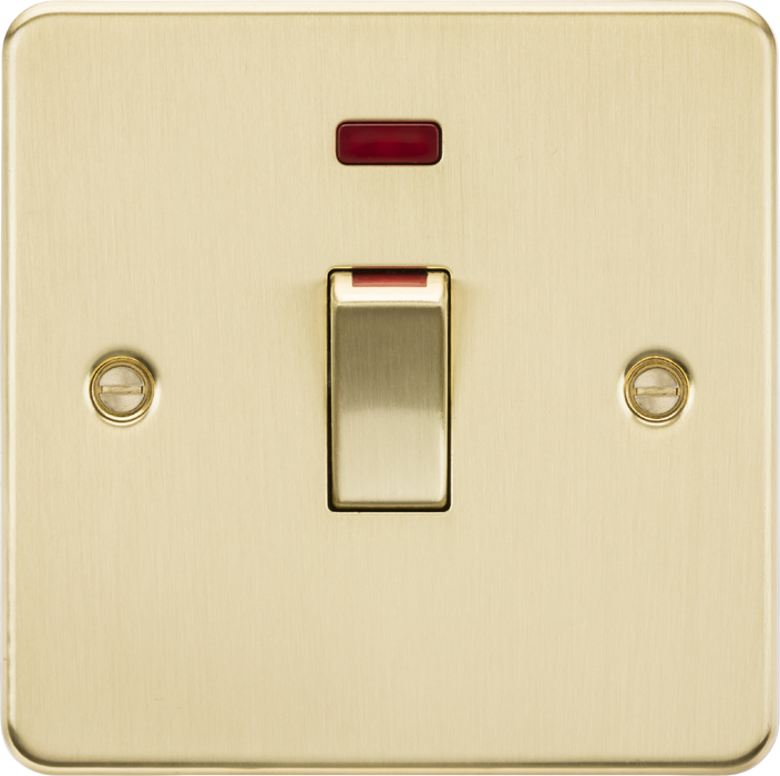 45A DP Switch with Neon (1G size) - Brushed Brass