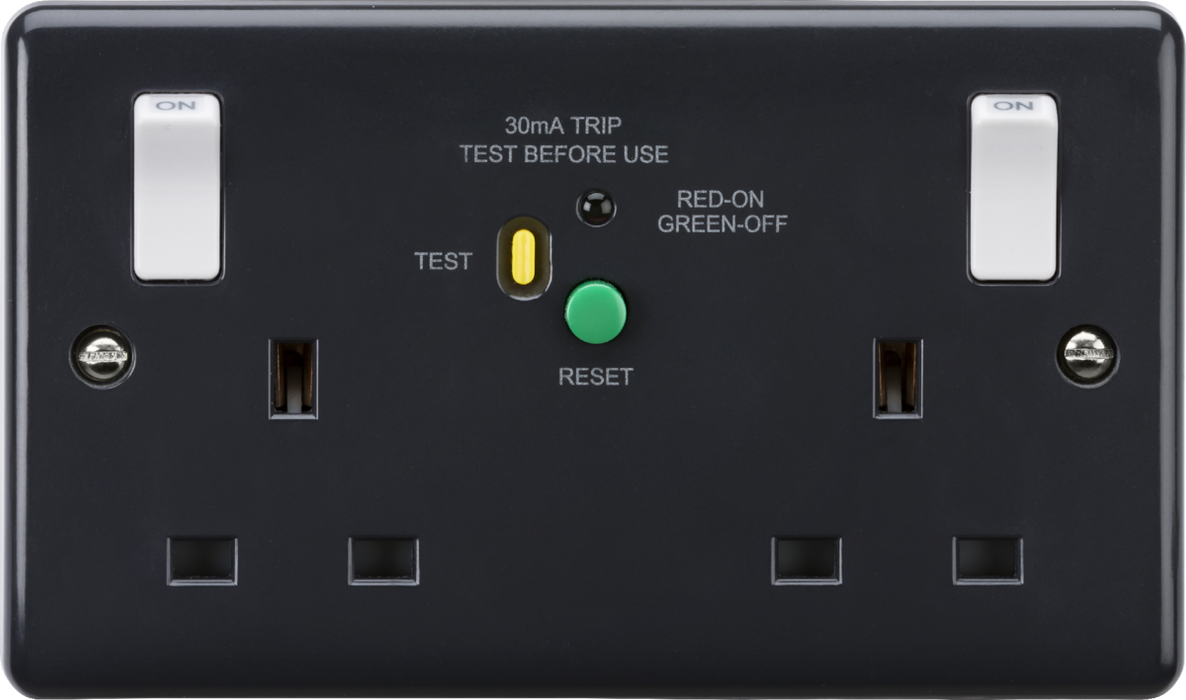 13A 2G DP RCD Switched Socket with Outboard Rockers (Type-A) [Part M compliant]