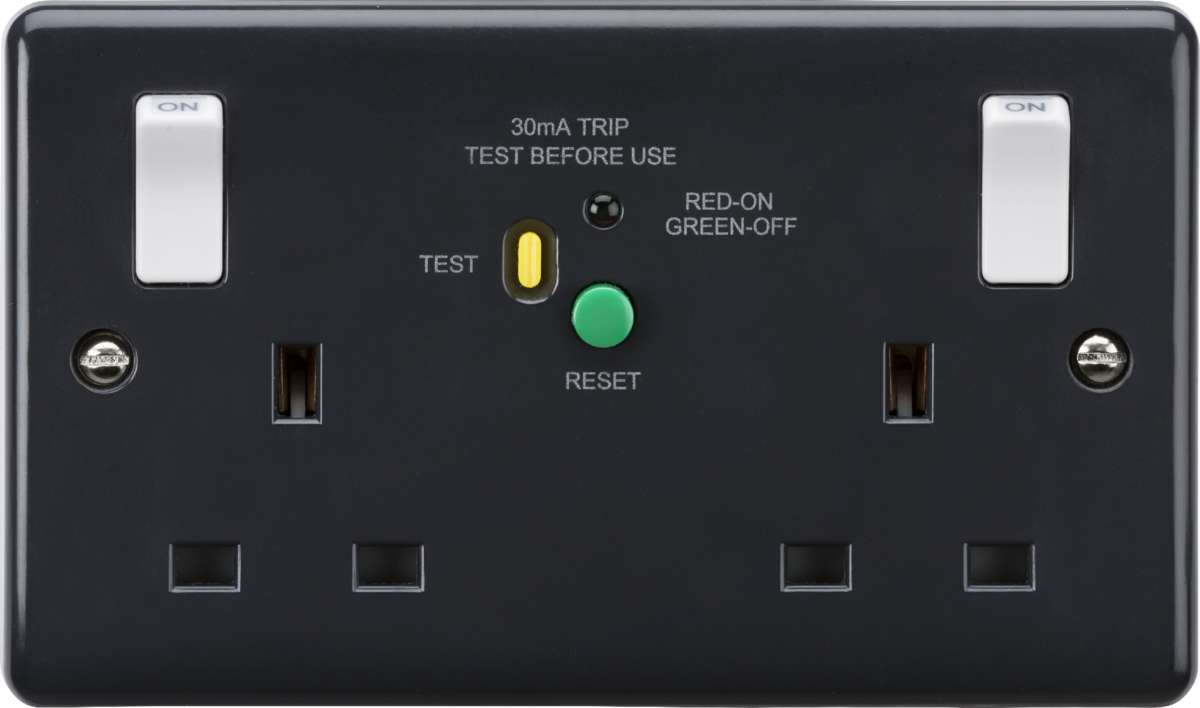 13A 2G DP RCD Switched Socket with Outboard Rockers (Type-A) [Part M c ...