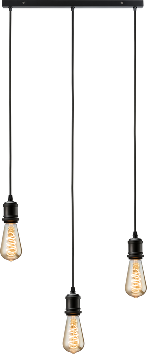 CALLA - 230V E27 Vintage 3 Light Bar Pendant - Matt Black