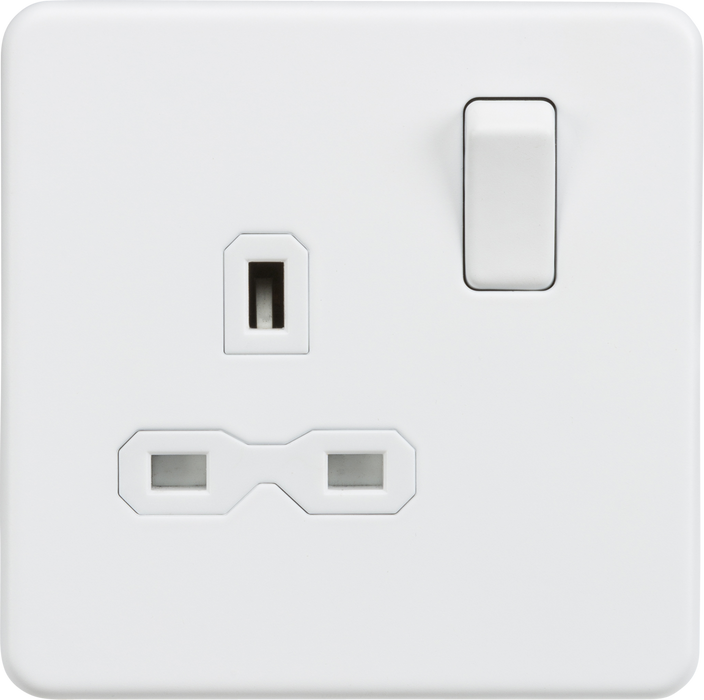 13A 1G DP Switched Socket - Matt White with White Insert