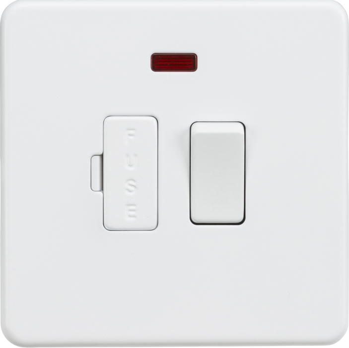 13A Switched Fused Spur Unit with Neon - Matt White