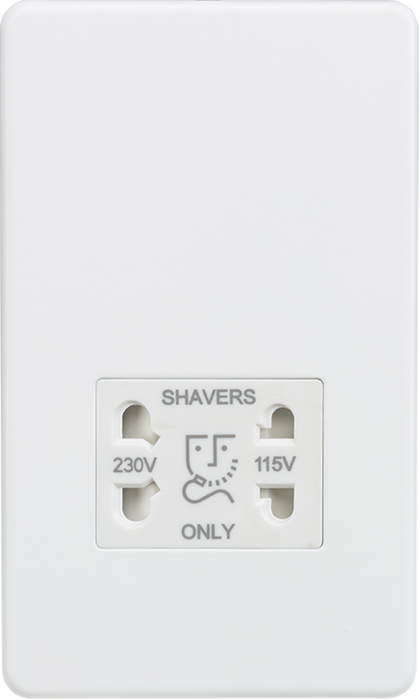 115/230V Dual Voltage Shaver Socket - Matt White with White insert