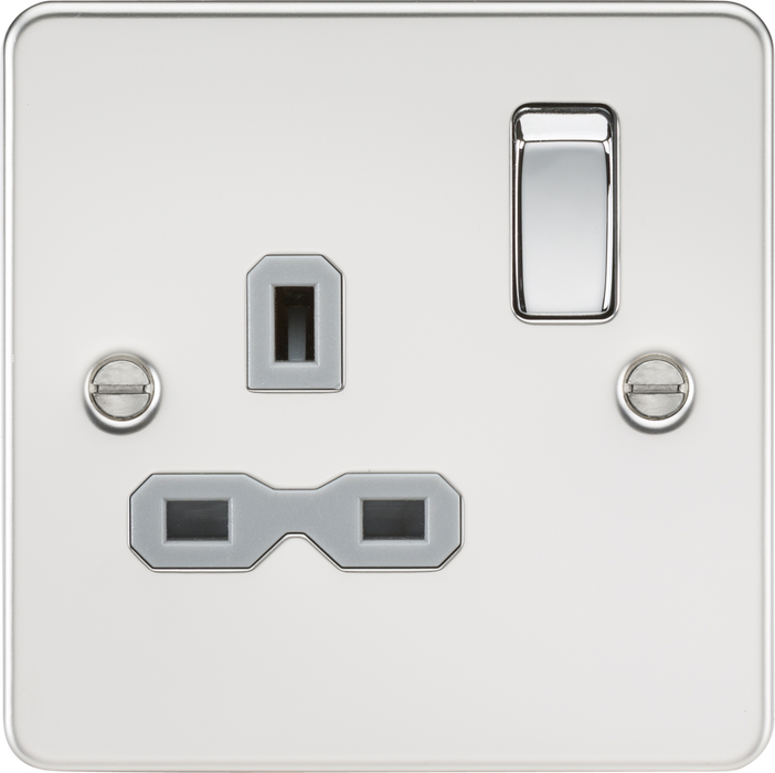 13A 1G DP Switched Socket - Polished Chrome with Grey Insert