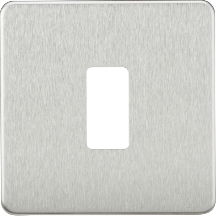 Screwless 1G grid faceplate - brushed chrome