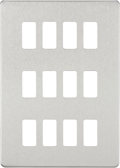 Screwless 12G grid faceplate - brushed chrome