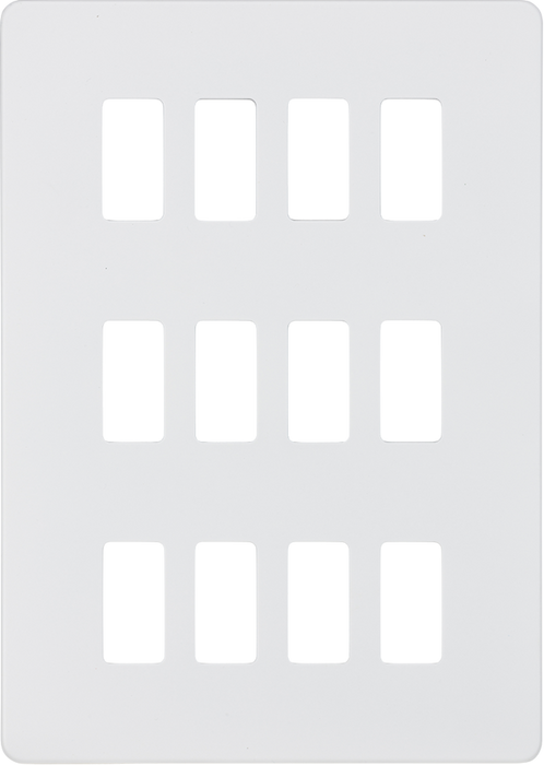 Screwless 12G grid faceplate - matt white