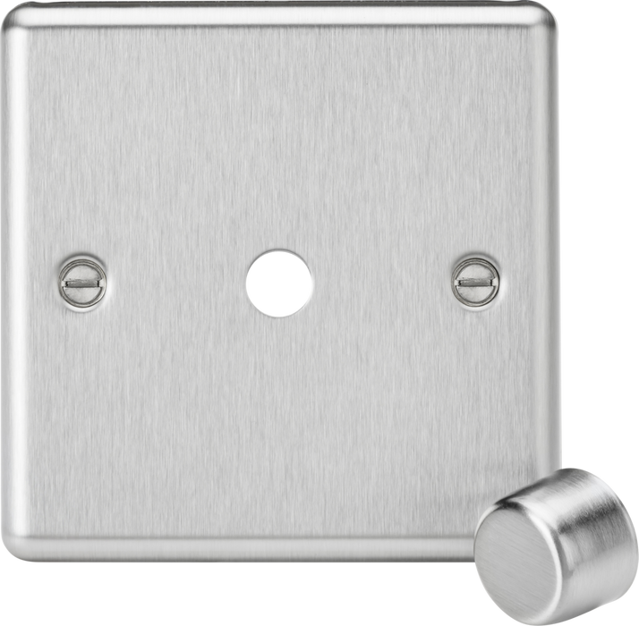 1G Dimmer Plate with Matching Metal Dimmer Cap - Brushed Chrome