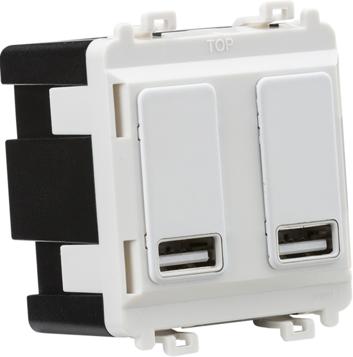 Dual USB charger module (2 x grid positions) 5V 2.4A (shared) - matt w ...