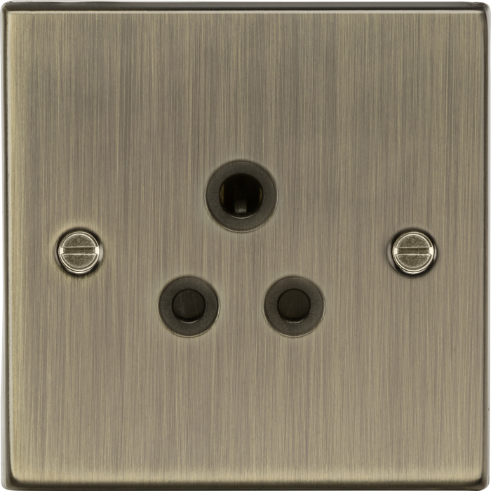 5A Unswitched Socket - Antique Brass with Black Insert