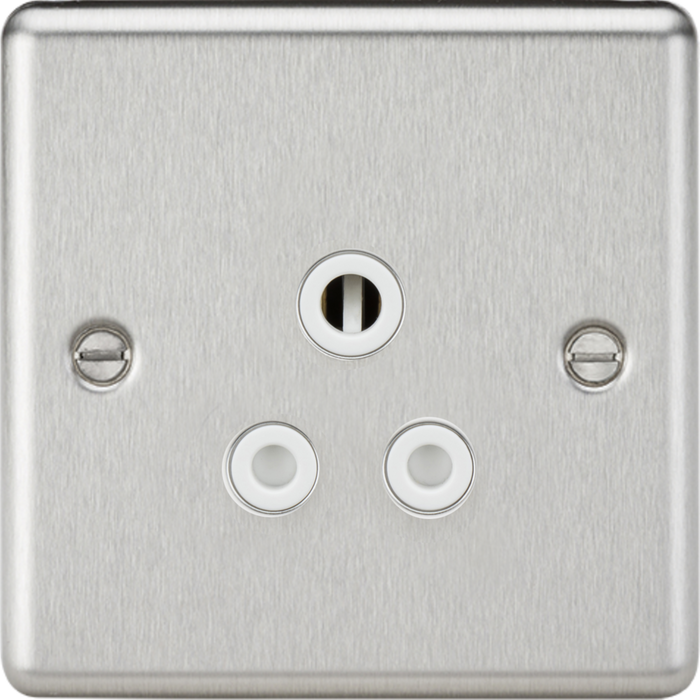 5A Unswitched Socket - Brushed Chrome Finish with White Insert