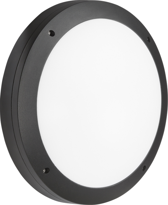 230V IP65 18W LED Round Bulkhead CCT with Daylight Sensor Black