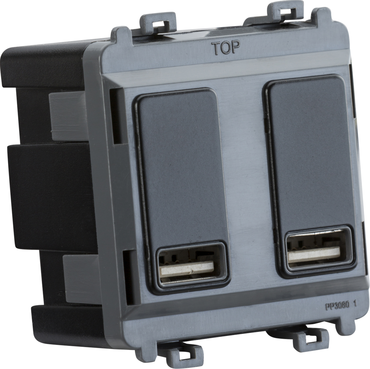 Dual USB charger module (2 x grid positions) 5V 2.4A (shared) - matt b ...