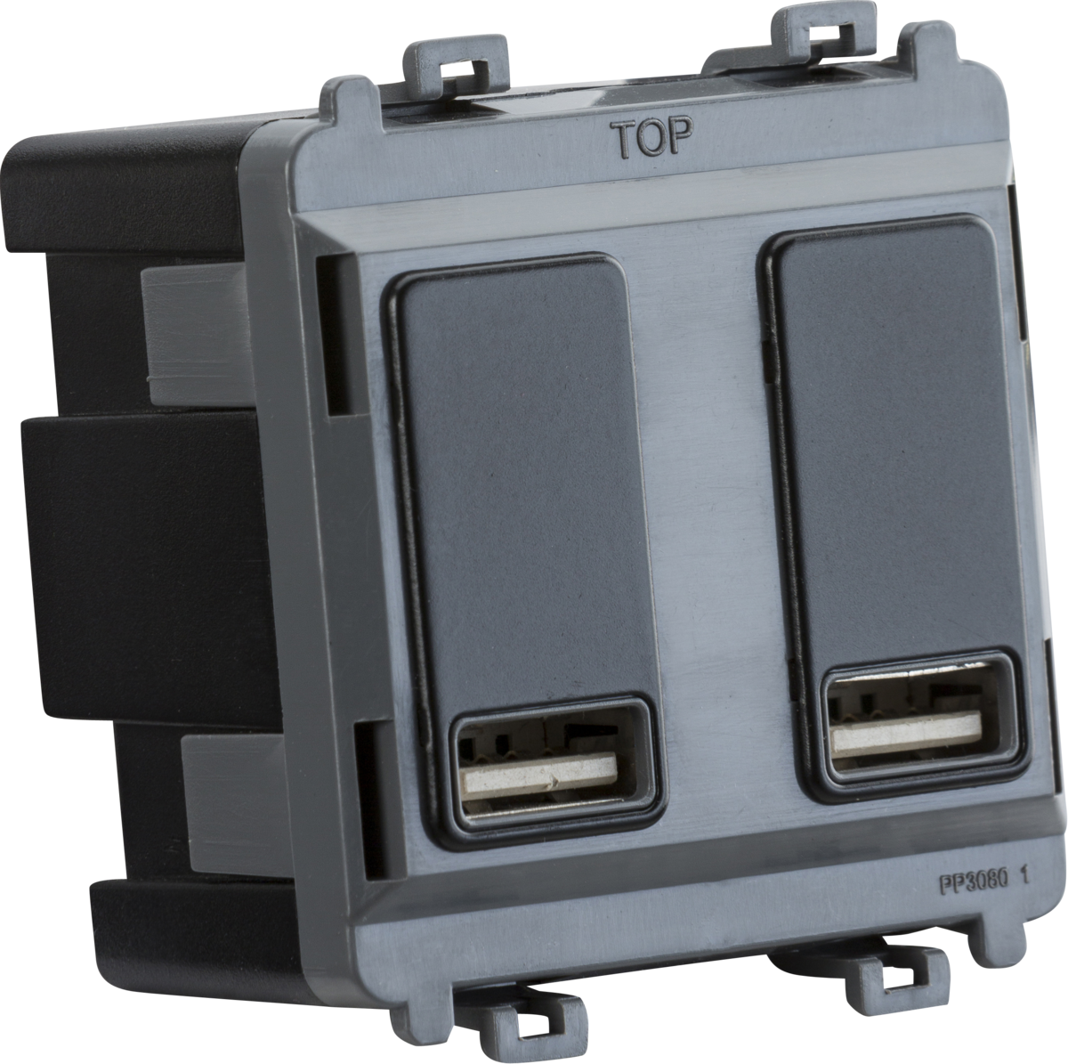 Dual USB charger module (2 x grid positions) 5V 2.4A (shared) - matt b ...