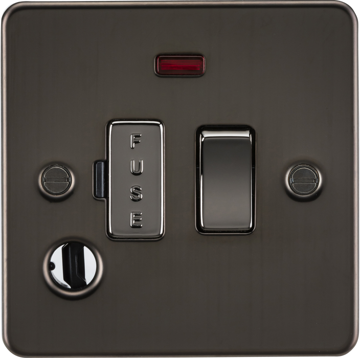 13A Switched Fused Spur Unit with Neon & Flex Outlet - Gunmetal