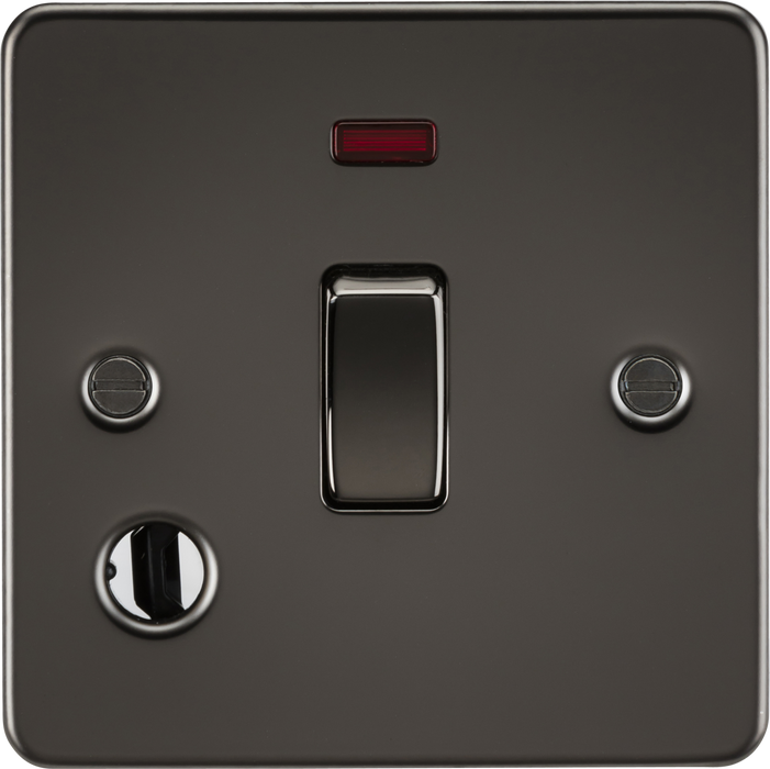 20A 1G DP Switch with Neon & Flex Outlet - Gunmetal