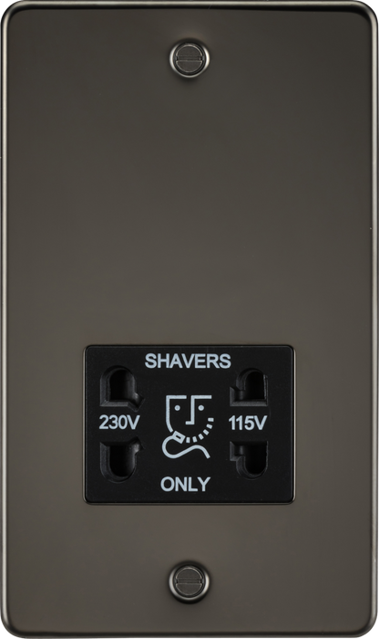 115/230V Dual Voltage Shaver Socket - Gunmetal with Black Insert