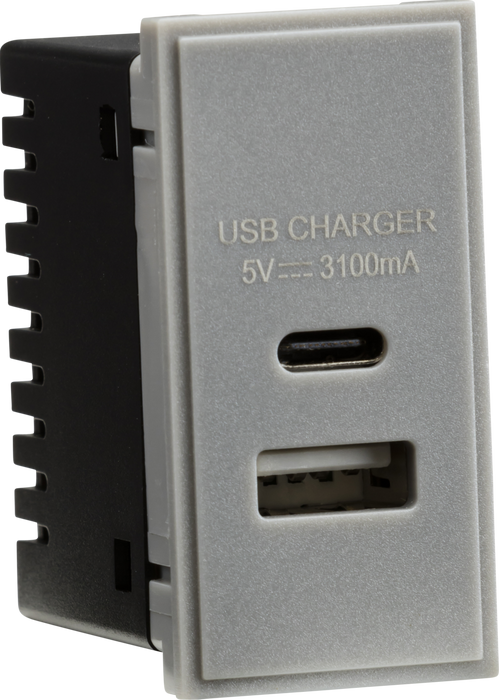 Dual USB Charger (3.1A) Module 25 x 50mm - Grey