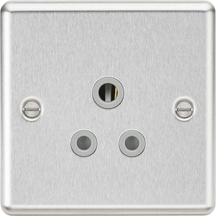 5A Unswitched Socket - Brushed Chrome Finish with Grey Insert