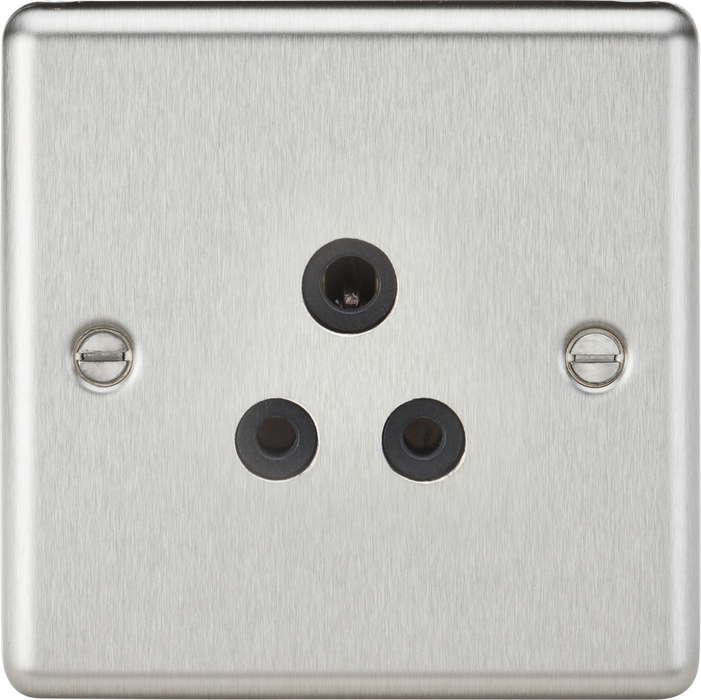 5A Unswitched Socket - Brushed Chrome Finish with Black Insert