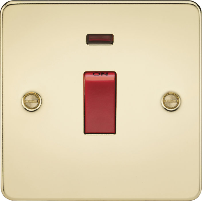 45A DP Switch with Neon (1G size) - Polished Brass