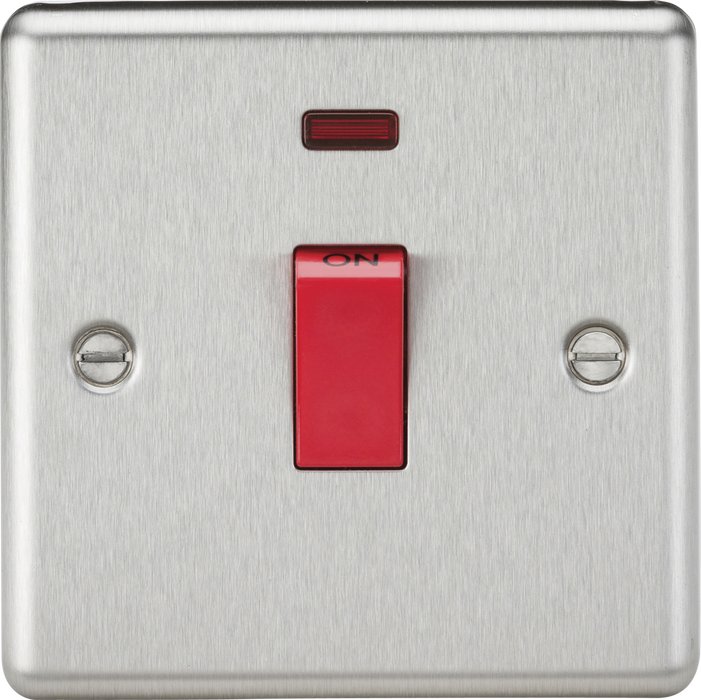 45A DP Switch with Neon (1G size) - Brushed Chrome