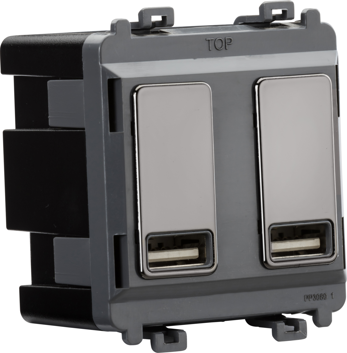 Dual USB charger module (2 x grid positions) 5V 2.4A (shared) - black ...