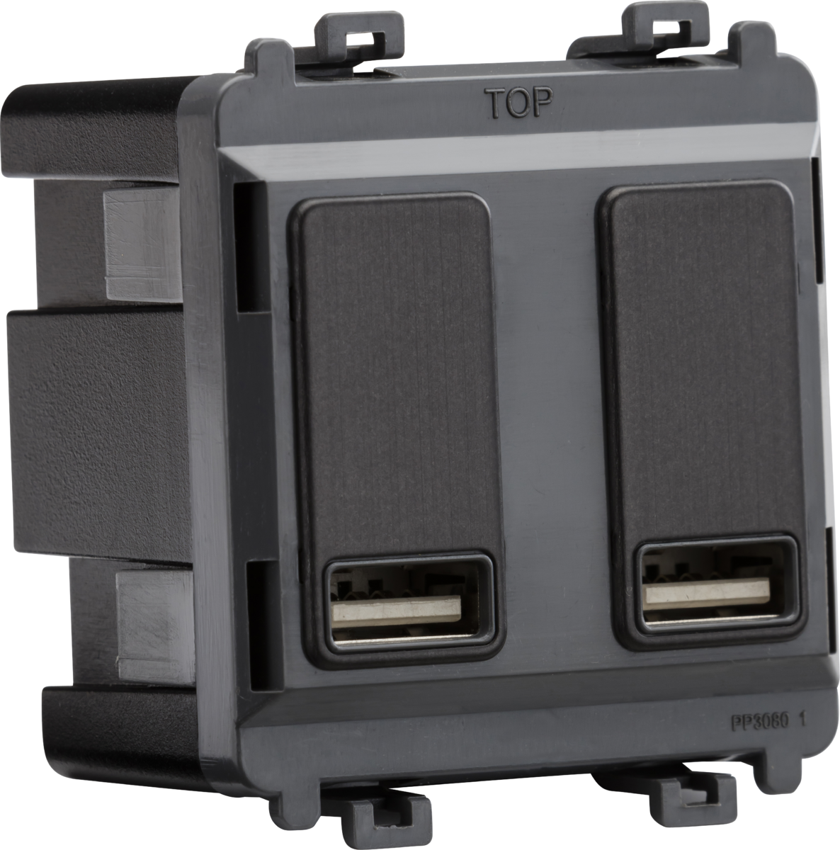 Dual USB charger module (2 x grid positions) 5V 2.4A (shared) - smoked ...