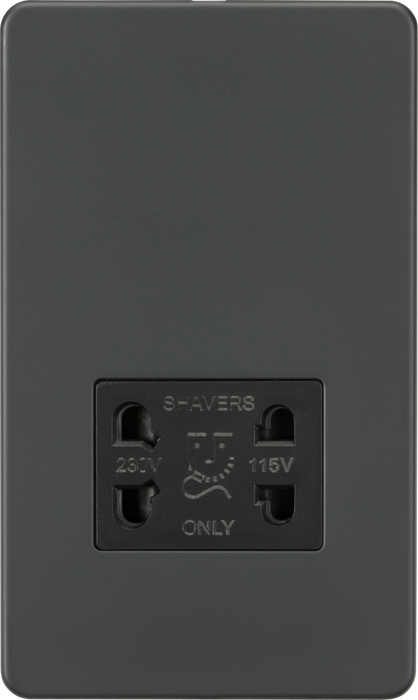 115V/230V Dual Voltage Shaver Socket - Anthracite with Black Insert