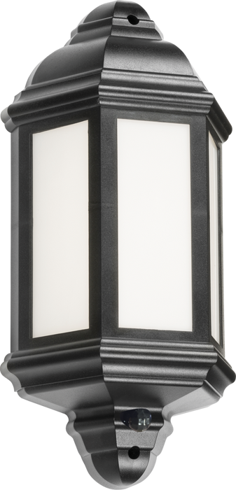 230V IP54 LED Half Wall Lantern with Photocell Sensor - Black