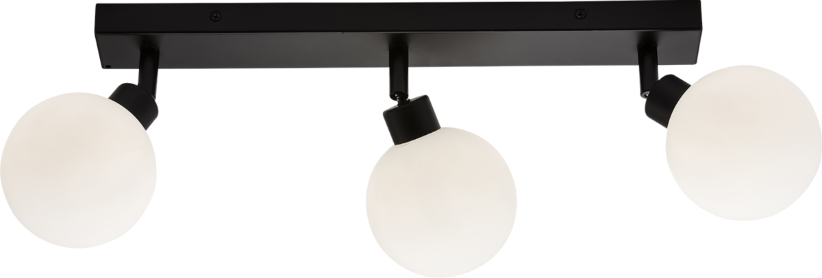 230V IP44 G9 Triple Bar Spotlight with Round Frosted Glass - Matt Black