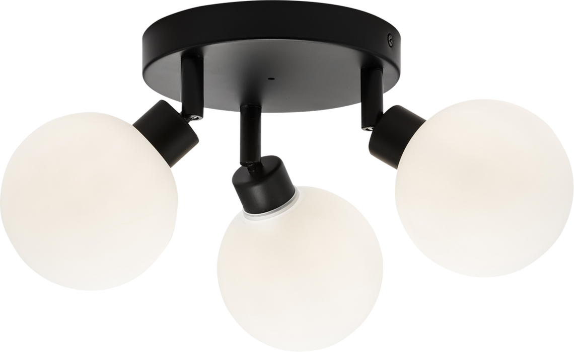 230V IP44 G9 Triple Spotlight with Round Frosted Glass - Matt Black