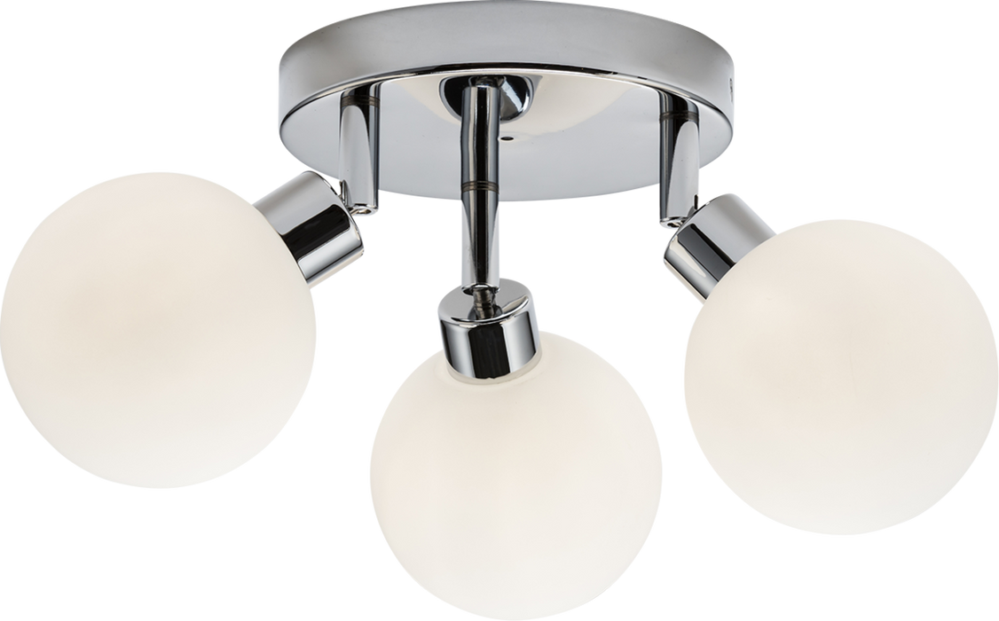 230V IP44 G9 Triple Spotlight with Round Frosted Glass - Chrome