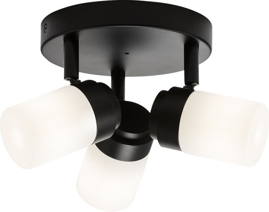 230V IP44 G9 Triple Spotlight with Frosted Glass - Matt Black