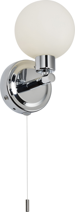 230V IP44 G9 Single Wall light with Round Frosted Glass - Chrome