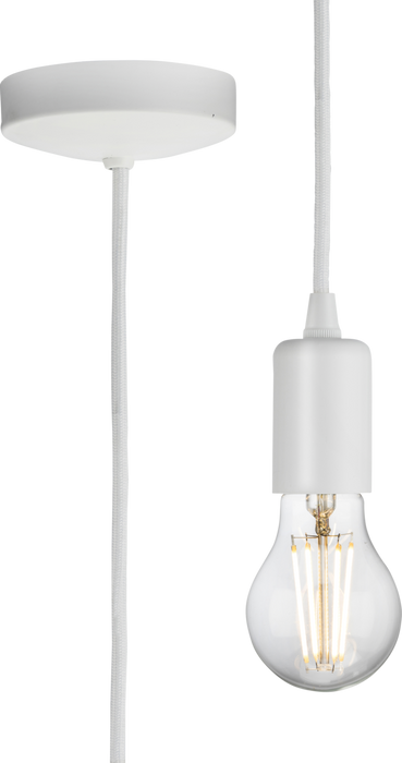 1.8m E27 Contemporary Pendant Set - Matt White