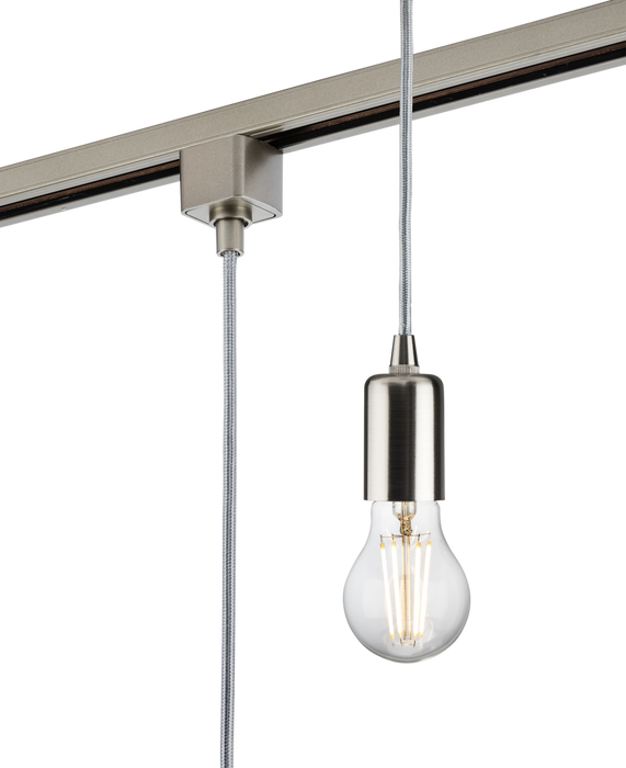 230V 1.8M E27 Contemporary Track Pendant - Brushed Chrome