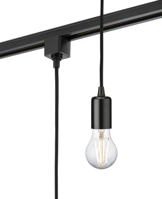 230V 1.8M E27 Contemporary Track Pendant - Black