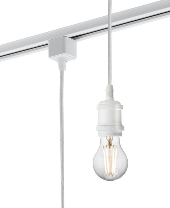 230V 1.8M E27 Vintage Track Pendant - White