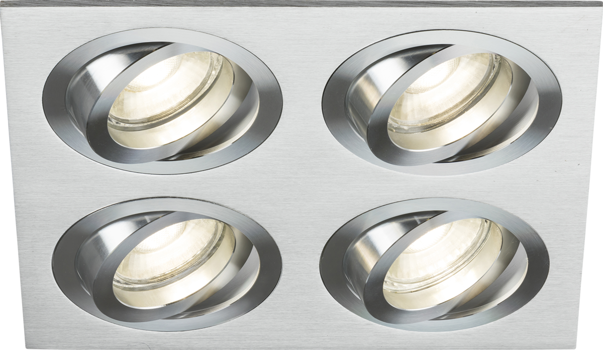 Ambar Quad Tilt Square Downlight Brushed Chrome