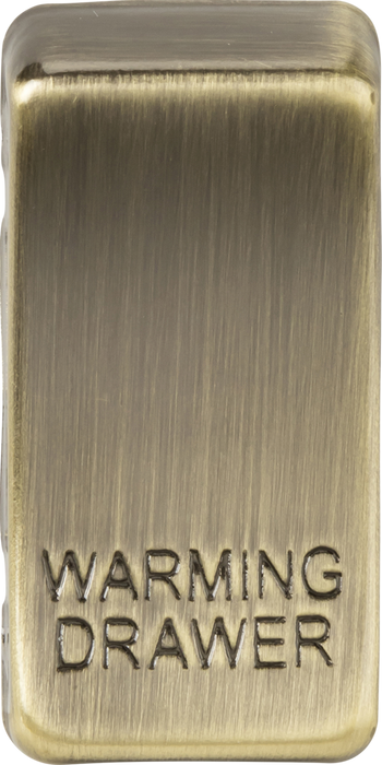 Switch cover "marked WARMING DRAWER" - antique brass